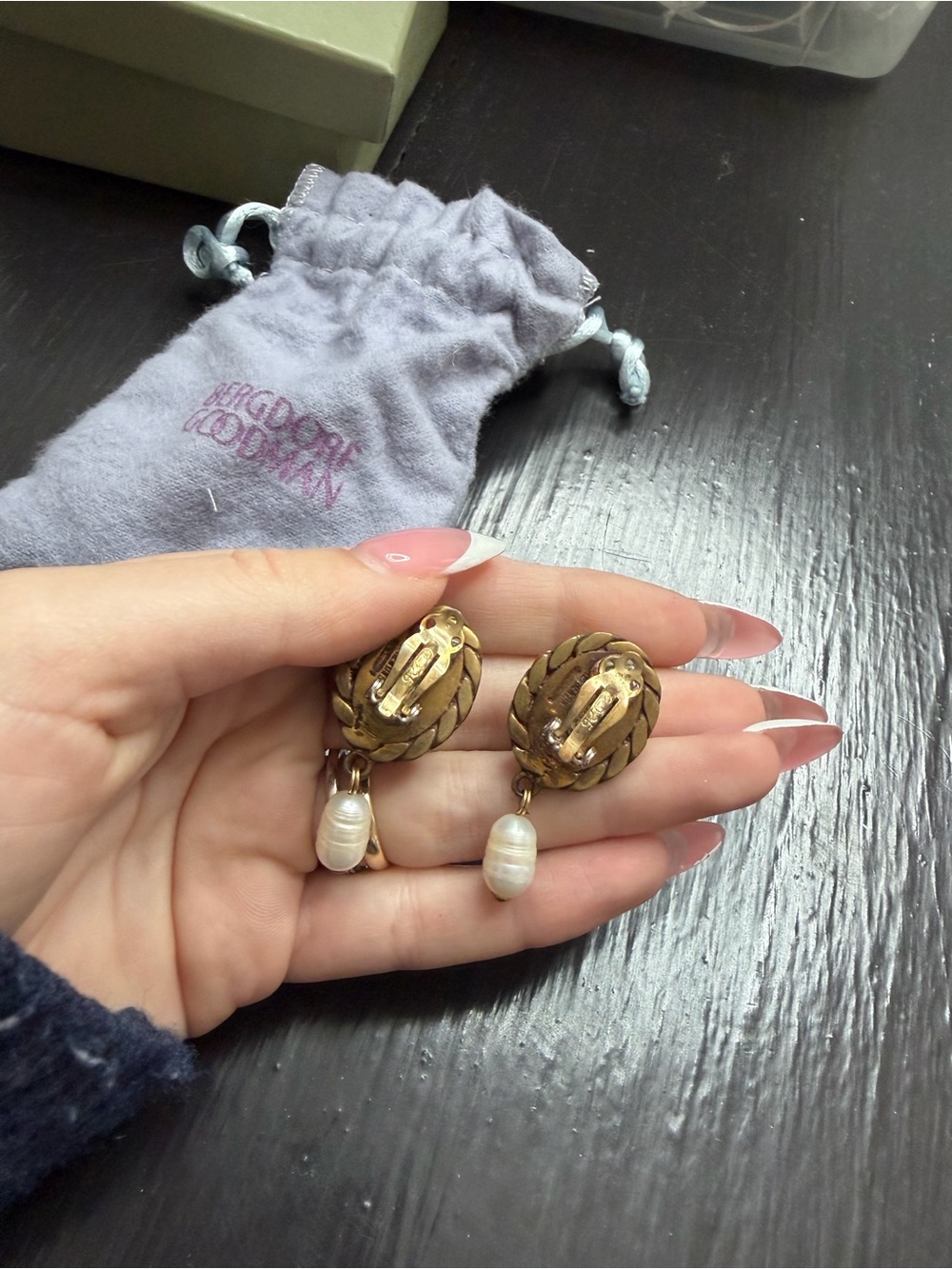 Stephen Dweck Green Carved Stone Earrings with Pearl Drops - Picture 2 of 2